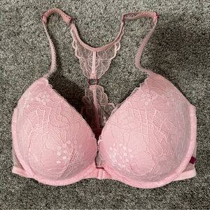 Victoria’s Secret | EUC Light Pink Lace Racerback Push Up Bra Size 34DD